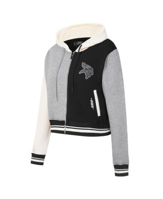 Женская серая куртка с капюшоном на молнии Minnesota Vikings Reverse French Terry Color Block от Pro Standard серого цвета