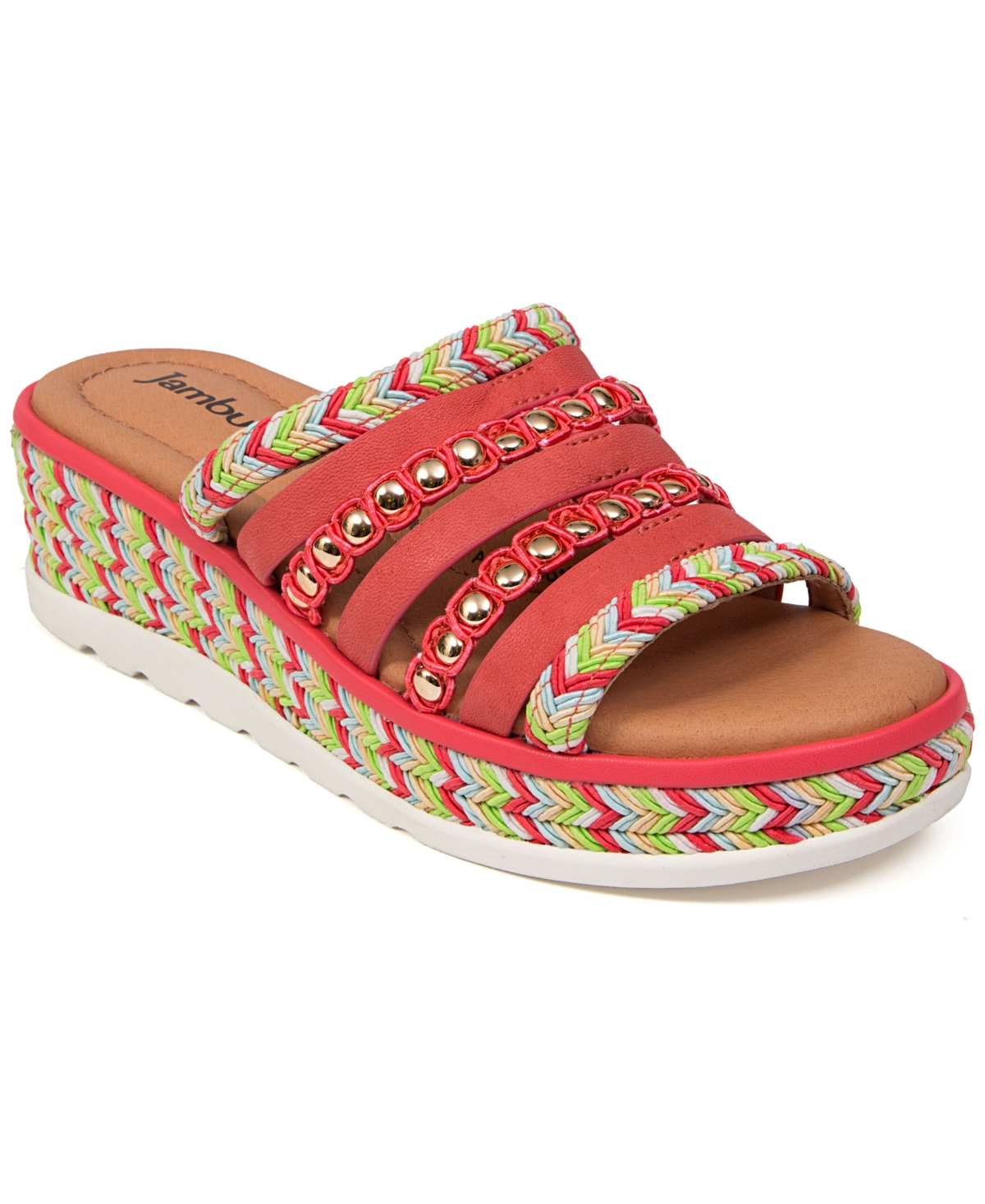 Jambu Dahlia Wedge Sandal In Coral Multi