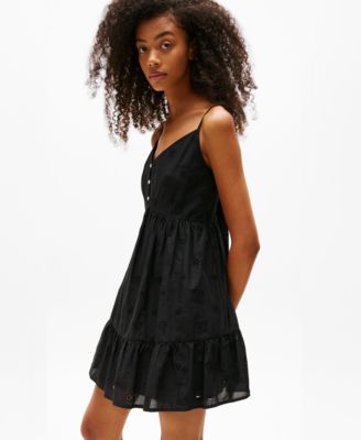 Женское хлопчатобумажное платье с вышивкой на ушках от Tommy Jeans