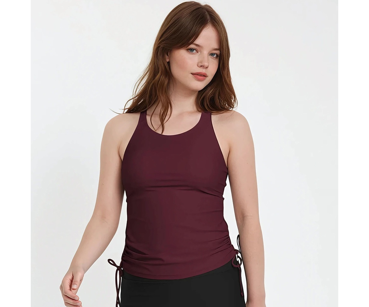 Women's Maya Tankini Swim Top With Built In Bra - Rusty rose
