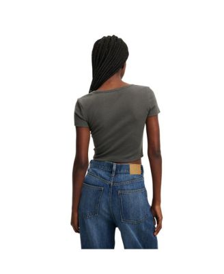 Женская футболка С круглым вырезом В рубчик ИЗ ХЛОПКА