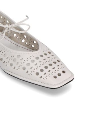 Sway Slit White Leather Ballet Flats