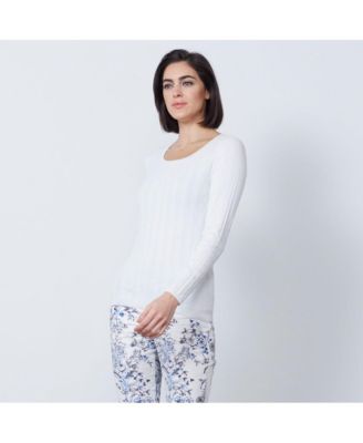 И так далее, женский белый пуловер-свитер с рифлением