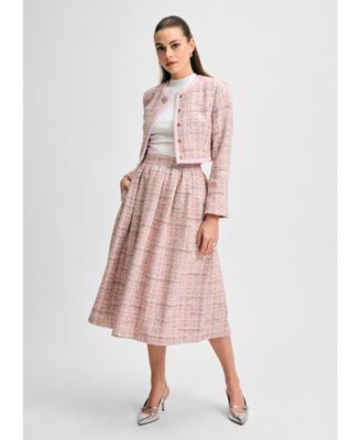 Женский укороченный твидовый пиджак Isaac Mizrahi с пуговицей-протяжкой