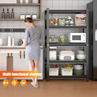 5-Tier Heavy-Duty Rust-Resistant Steel Wire Rack for Kitchen, Laundry, and Garage Storage Shelf