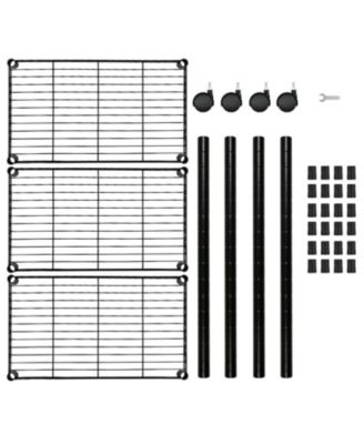 Simple Deluxe Heavy Duty 3-Shelf Shelving with Wheels, Adjustable Storage Units, Steel Organizer Wire Rack, 23" W x 13" D x 33" H, Black