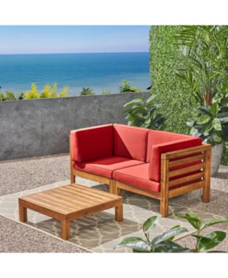 Streamdale Acacia Wood Outdoor Loveseat Set with Coffee Table