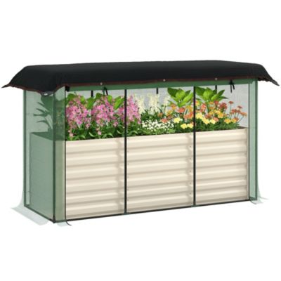 Galvanized Raised Garden Bed with Crop Cage & Shade Cloth,