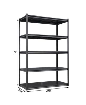 72"H  5 Tier Metal Shelves for Storage Garage Shelving 2000LBS Heavy Duty Storage Shelves Adjustable Garage Shelf Industrial Shelving Unit Storage Utility Rack,47.2"W23.6"D72"H,Black