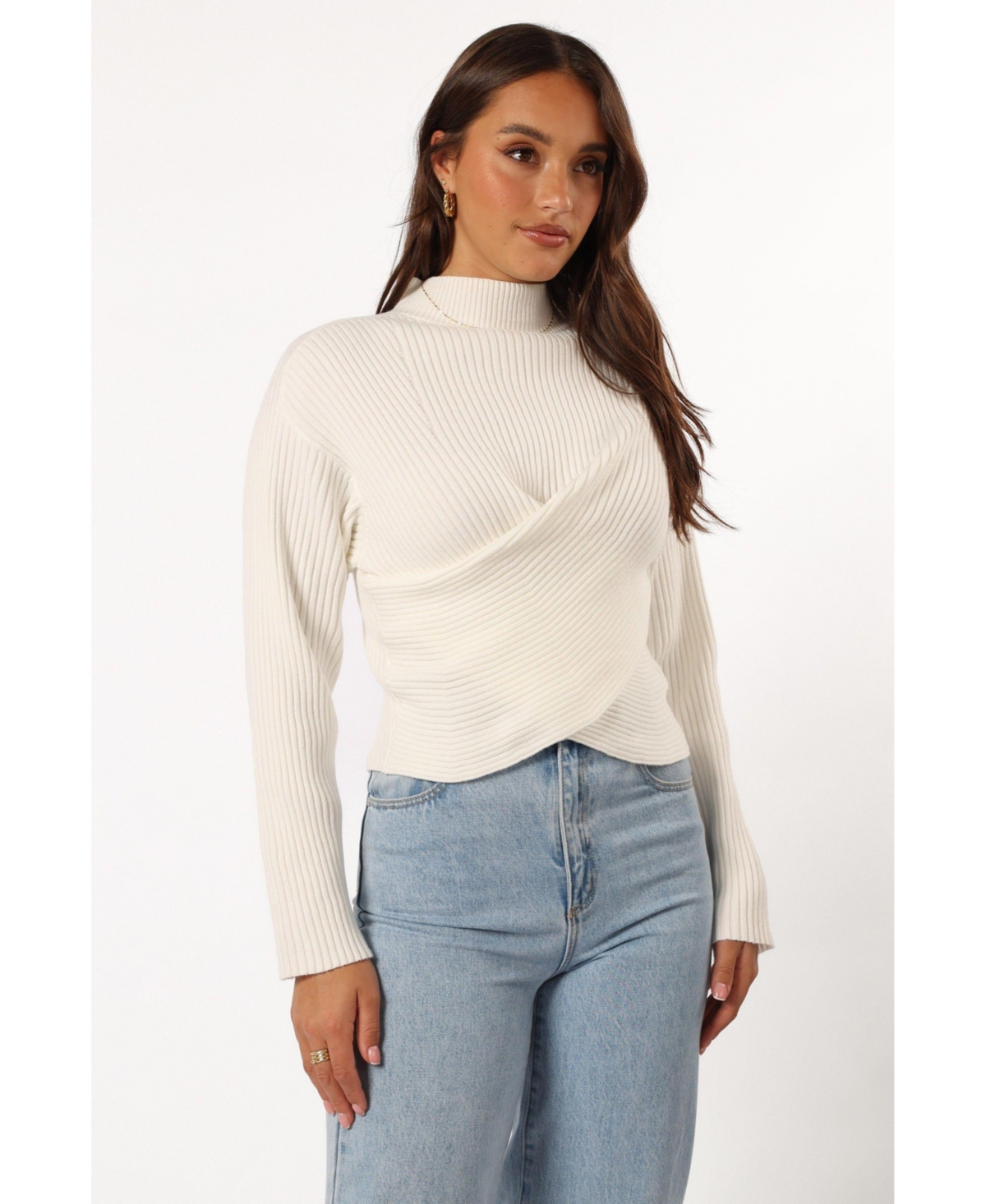 Women's Tuilly Wrap Front Knit Sweater - Off-white