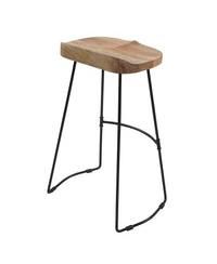 Industrial Barstool – Backless Mango Wood Seat with Metal Frame