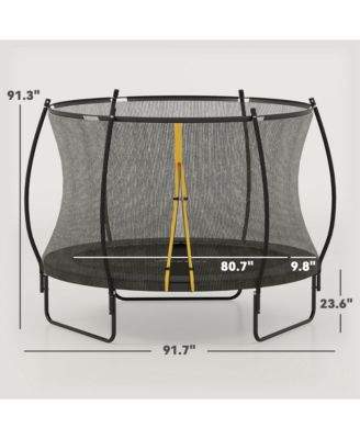 8ft Outdoor Trampoline with Net Enclosure, Curved Poles,