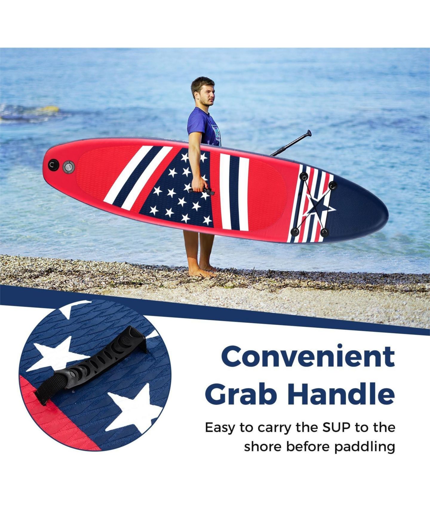 Детские игрушки HONGGE Inflatable Paddle Board with Removable Fin and Backpack, цвет: Красный — фото 10