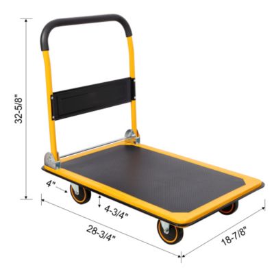 Foldable Platform Push Hand Truck Cart, 880 lbs. Weight Capacity, 2 Swivel Brake Wheels