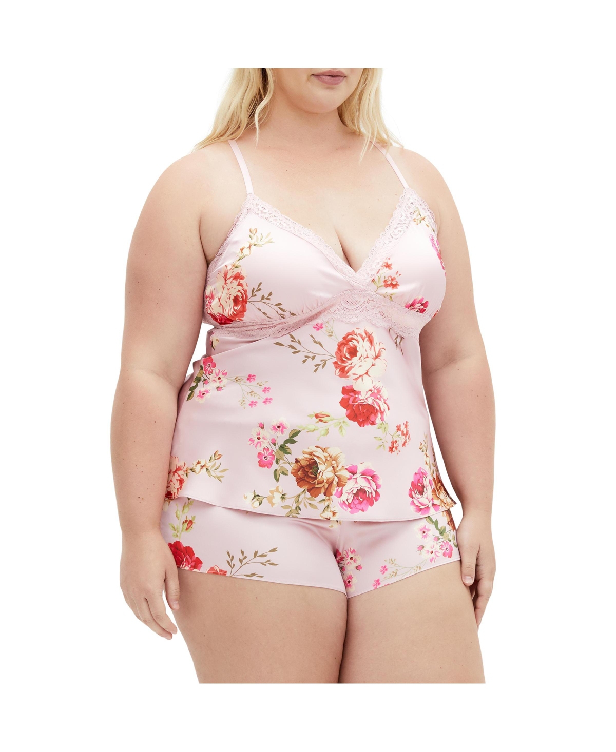 Plus Size Arcadia Cami Set - Blush floral print