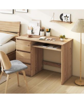 Computer Desk with Power Outlet Keyboard Tray and 3 Large Drawers