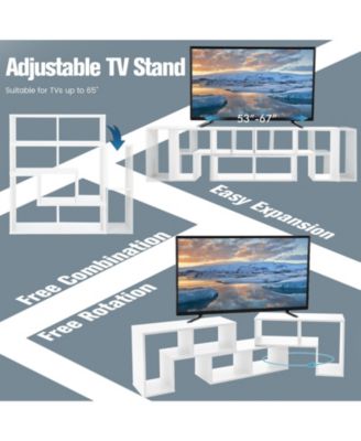 3 Pieces Adjustable TV Stand for TVs up to 65 Inch with Shelves