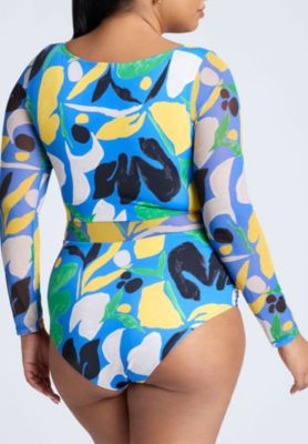 ELOQUII Плюс Размер, цельный купальник с завязками спереди из смешанной ткани