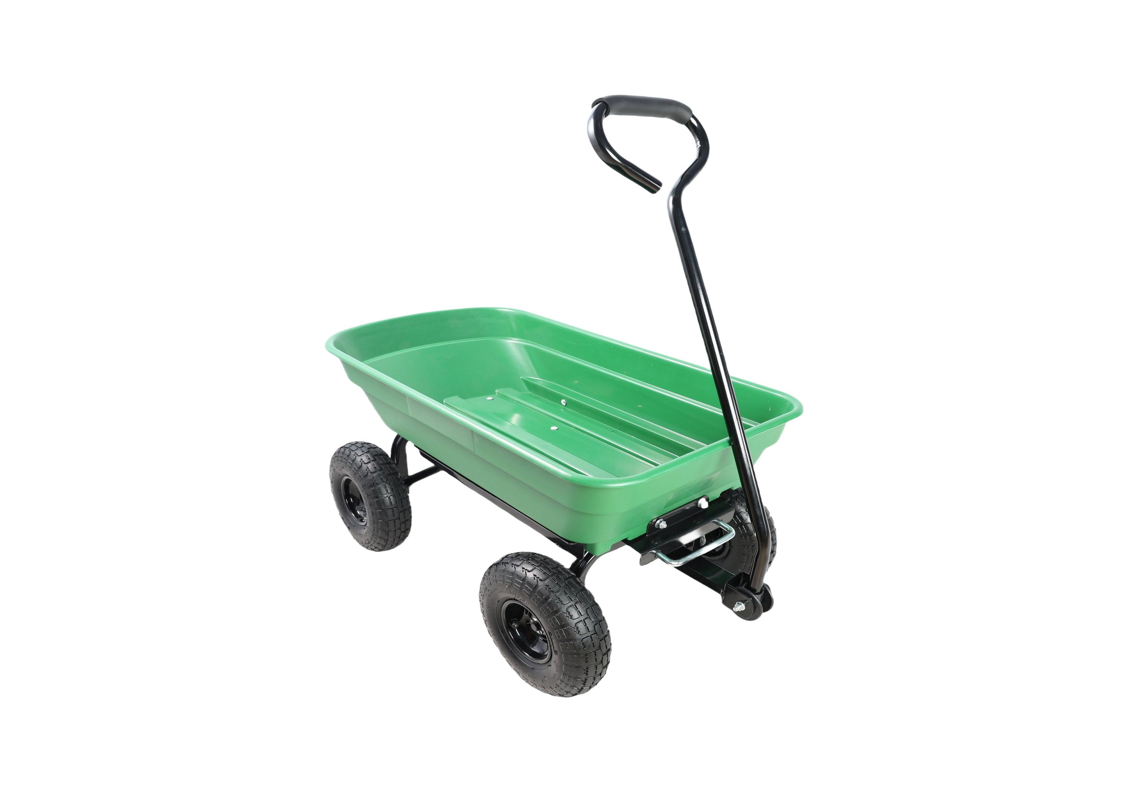 Folding car Poly Garden dump truck with steel frame, 10 inches. Pneumatic tire, 300 lb capacity body 55L