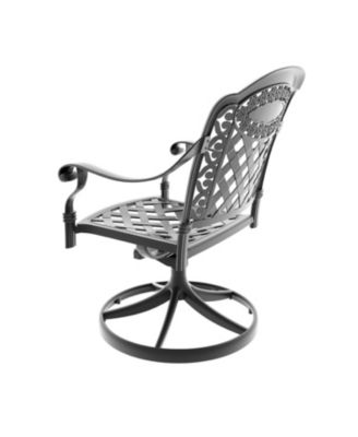 Streamdale 2 Cast Aluminum Swivel Patio Chairs, Black Frame, Random Color Cushions