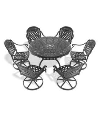 Streamdale 7-pc Cast Aluminum Dining Set, 6 Swivel Chairs, 48" Round Table, Black Frame