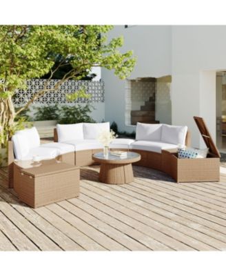 Streamdale 10-Pc Outdoor Rattan Sectional Sofa Set, White