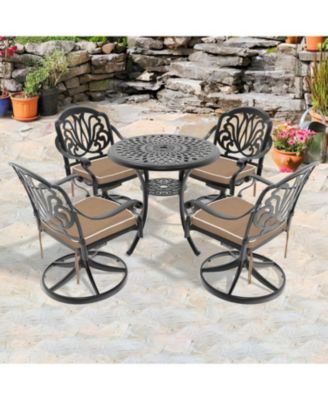 Streamdale 5-Pc Cast Aluminum Dining Set, 4 Swivel Chairs & 31" Round Table