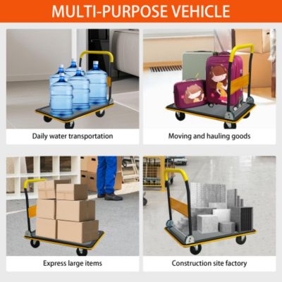 Platform Truck Hand Truck Large Size Foldable Dolly Cart for Moving Easy Storage and 360 Degree Swivel Wheels 660lbs Weight Capacity