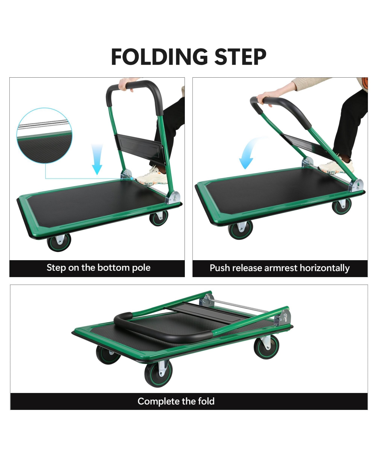 Platform Truck Hand Truck Large Size Foldable Dolly Cart for Moving Easy Storage and 360 Degree Swivel Wheels 660lbs Weight Capacity