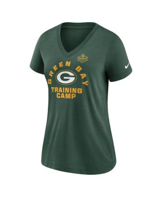 Женская футболка Nike Green Green Bay Packers 2022 Training Camp из трех материалов с V-образным вырезом