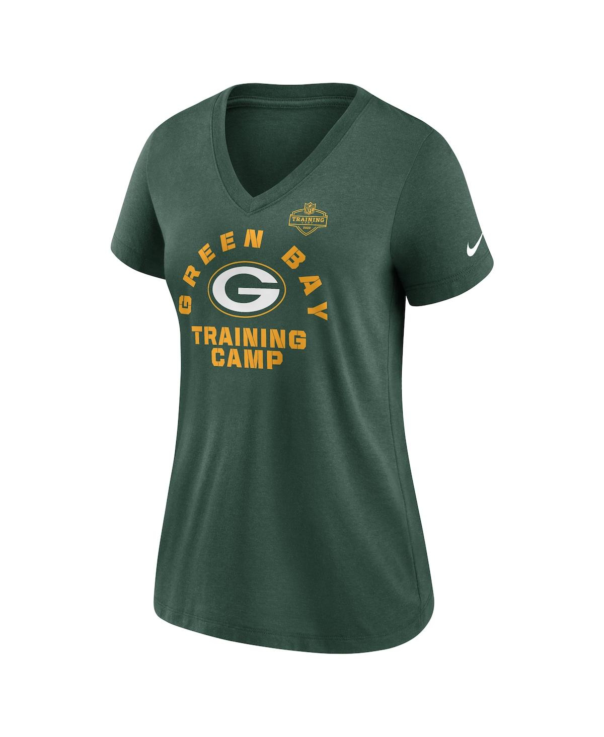 Nike Women's Green Green Bay Packers 2022 Training Camp Tri-blend V-neck T-shirt In Green