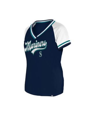 Женская футболка реглан с V-образным вырезом New Era Navy Seattle Mariners Gameday