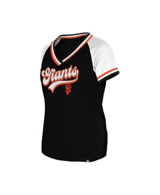 Женская черная футболка реглан San Francisco Giants Gameday с V-образным вырезом New Era