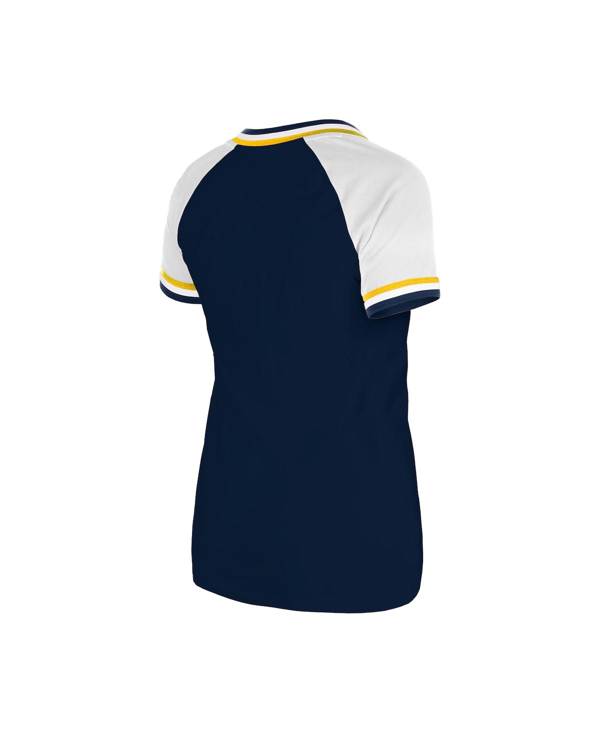 NEW ERA WOMEN'S NAVY MILWAUKEE BREWERS GAMEDAY RAGLAN V-NECK T-SHIRT 