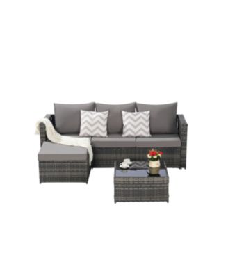 Streamdale 2-Piece Wicker Patio Set, L-Shaped, Ottoman, Lounger Table