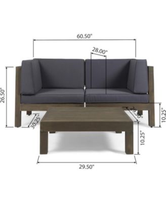 Streamdale Acacia Wood Outdoor Loveseat Set with Coffee Table