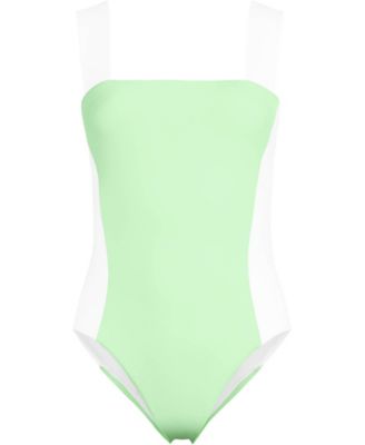 Women's Long Torso Square Neck High Leg One Piece Swimsuit