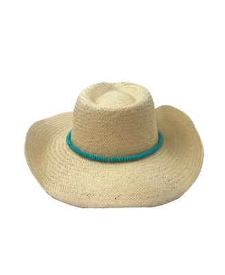 Beaded Trim Straw Cowboy Hat
