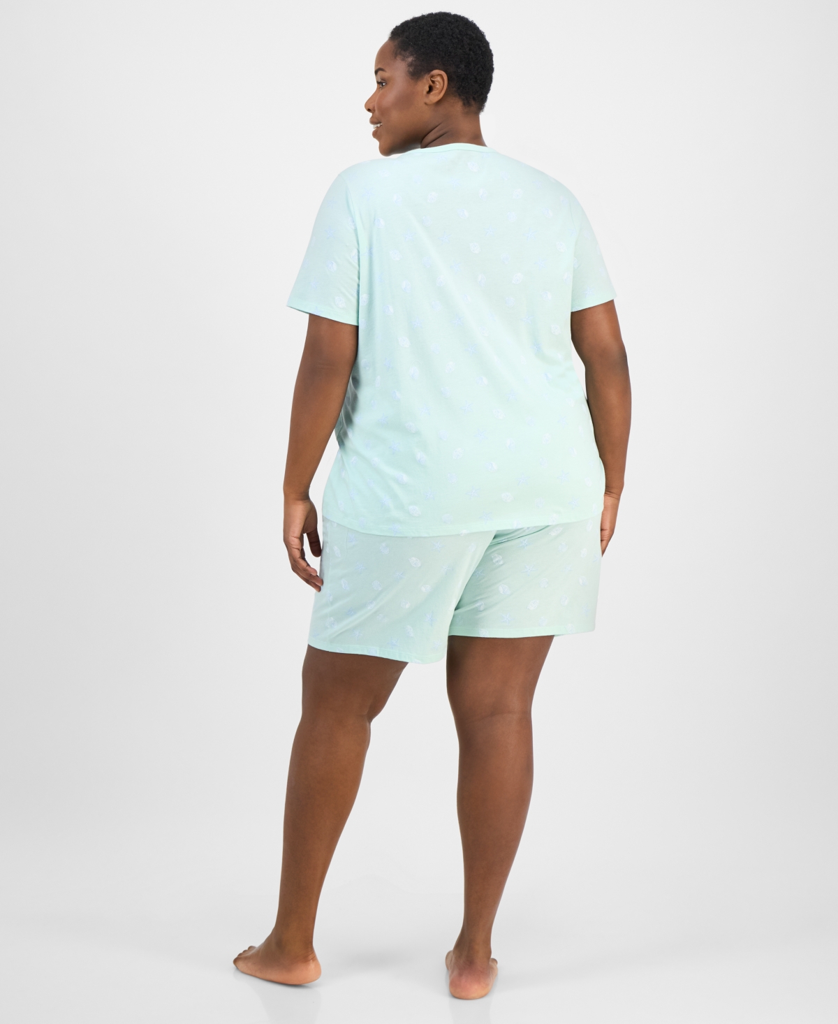 CHARTER CLUB PLUS SIZE COTTON FLORAL BERMUDA PAJAMAS SET, CREATED FOR MACY'S 