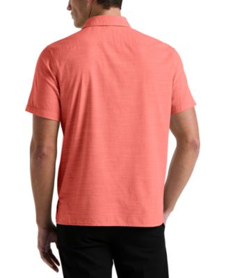 Мужская хлопчатобумажная рубашка Perry Ellis Dobby с коротким рукавом и пуговицами спереди от Perry Ellis