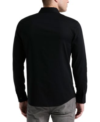 Мужская приталенная рубашка Dobby из хлопка Perry Ellis с длинным рукавом и пуговицами спереди от Perry Ellis