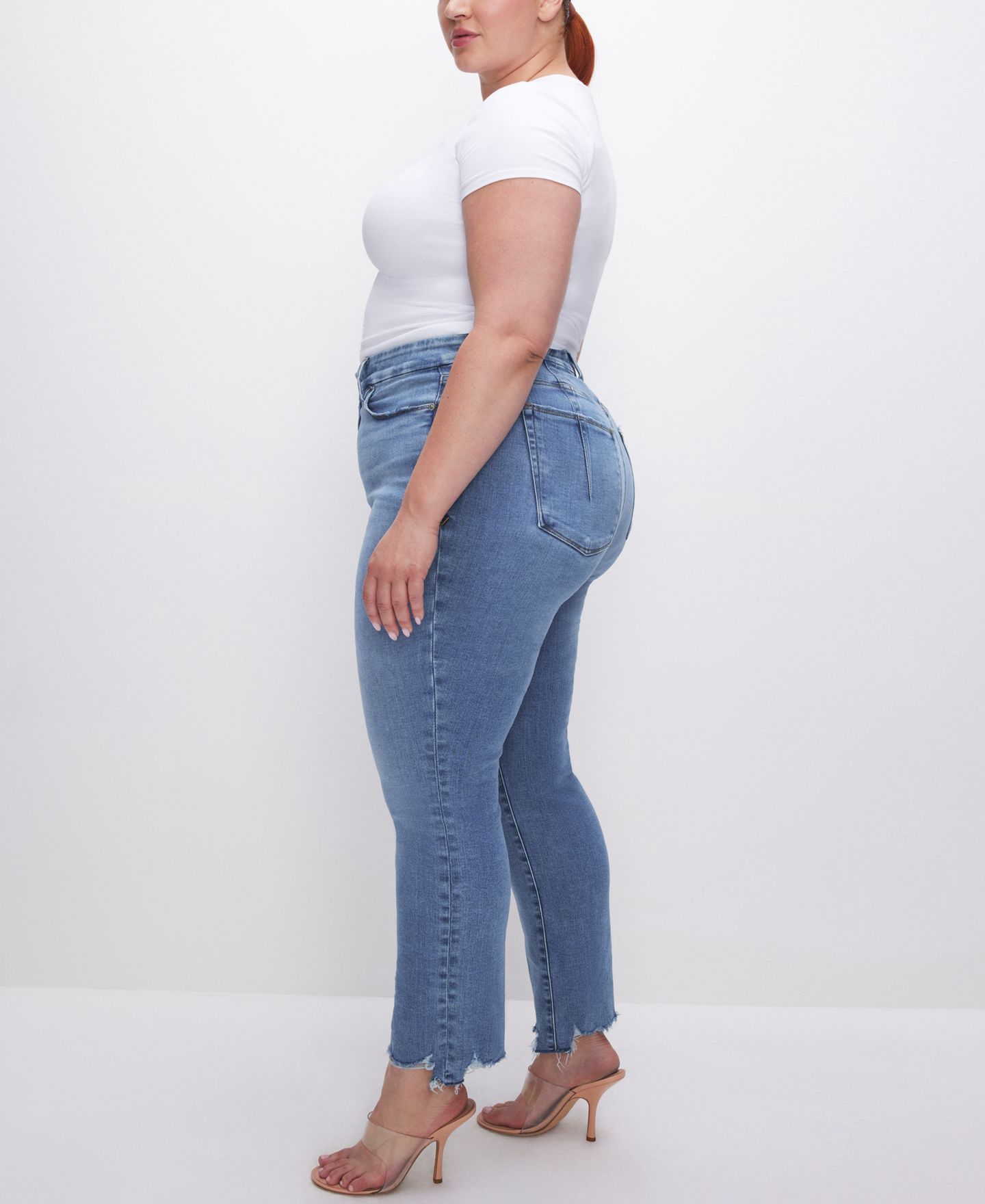Женские джинсы Good American Soft-Tech Good Legs Straight Jeans, Regular & Plus Size, цвет: Индиго — фото 9