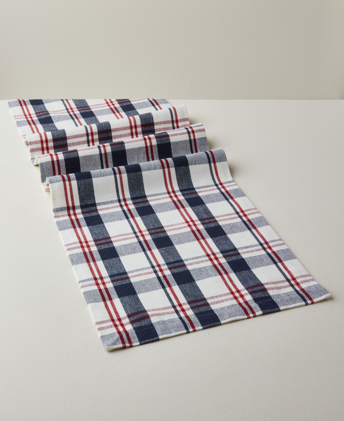 Tableau Sawyer Plaid Table Runner, 72" X 14" In Red,white,blue