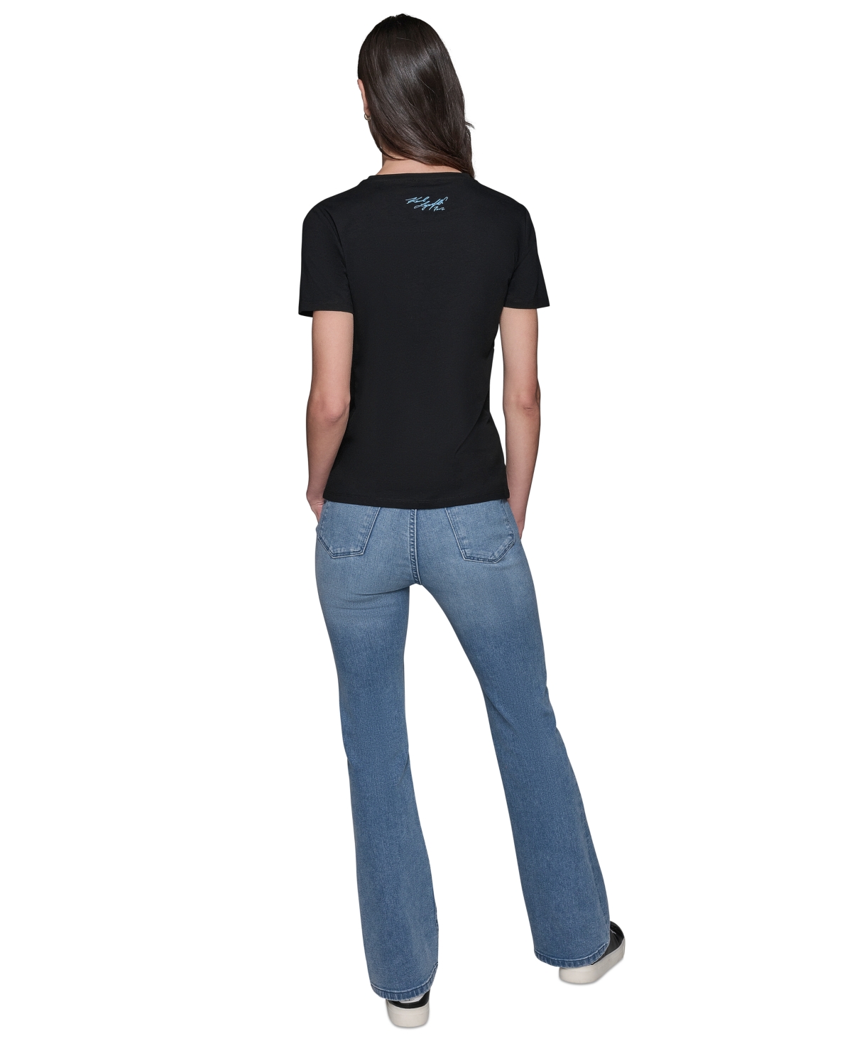 Shop Karl Lagerfeld Women's Embellished Paris Scene Graphic T-shirt In Black  Blue
