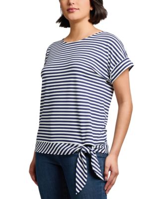 Женский полосатый топ с рукавами-доломанами Jones New York, завязывающийся на талии