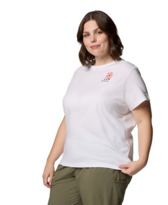Топ Columbia Plus Size с округлым вырезом горловины и графичным коротким рукавом