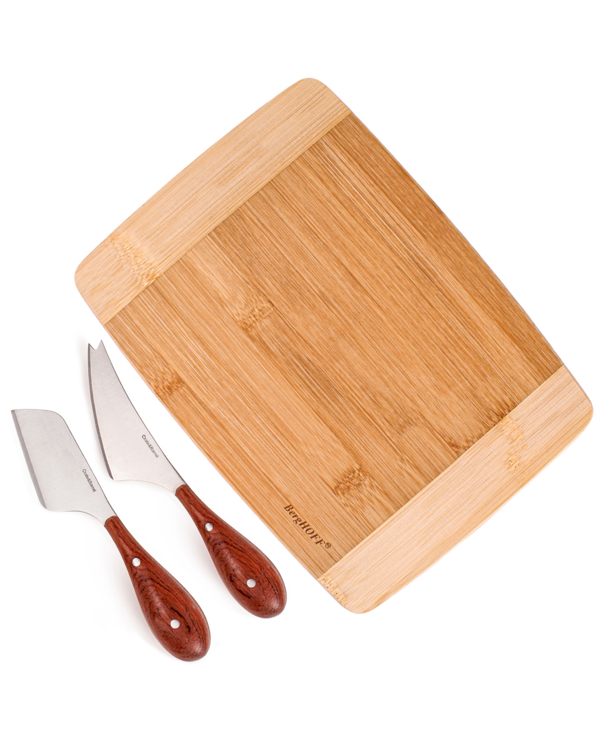 Berghoff Aaron Probyn 3-piece Cheese Knife And Bamboo Cutting Board Set