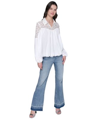 Женский топ с завязкой на шее, отделанный кружевом, от KARL LARGERFELD PARIS