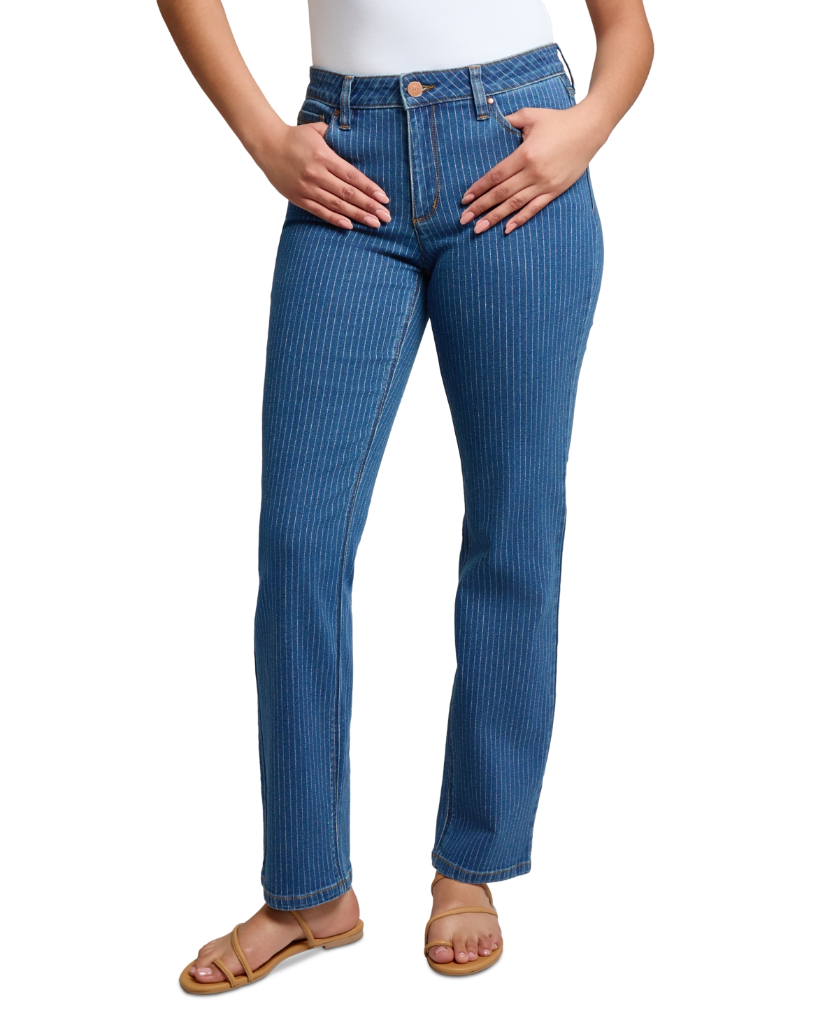 Jones New York Women's Lexington Mid Rise Straight Leg Denim Jeans