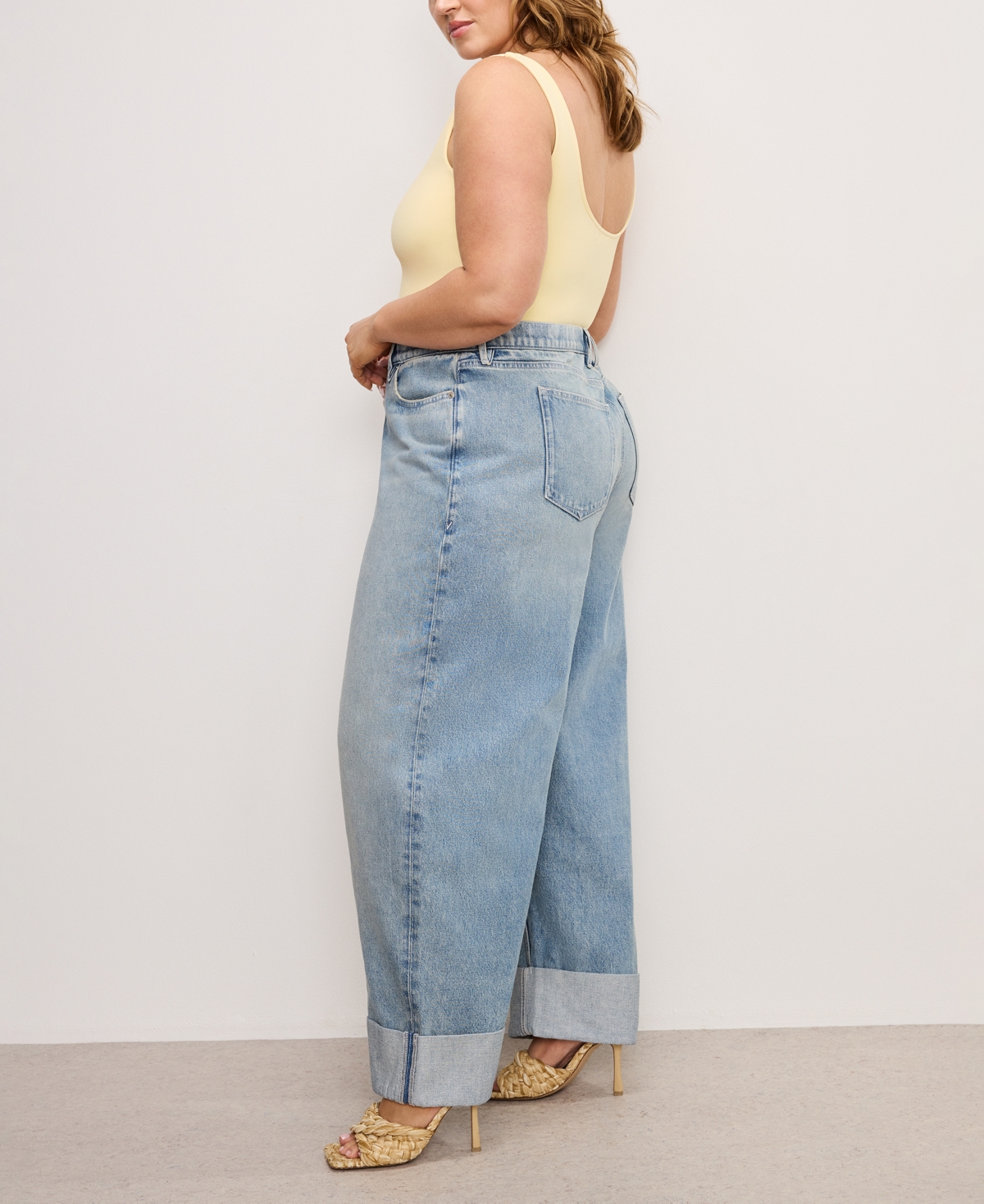 Good American Womens Good Standard Barrel Wide-leg Denim Jeans Indigo890 In Indigo890